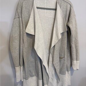 Lululemon Still Lotus Wrap Reversible Tan Gray Sweater One Size Fits Like M